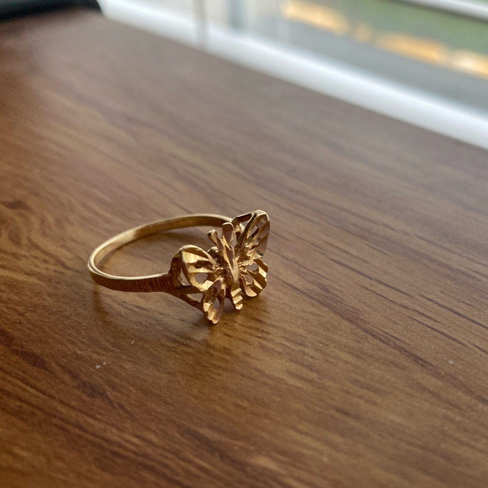 Elegant Gold Butterfly Ring, real gold